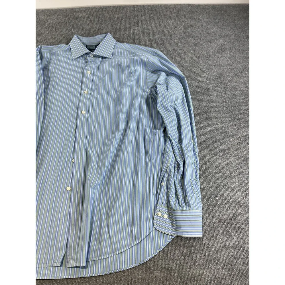 Polo Ralph Lauren Regent Classic Fit Dress Shirt 17.5 36/37 Blue Stripe Long Sle